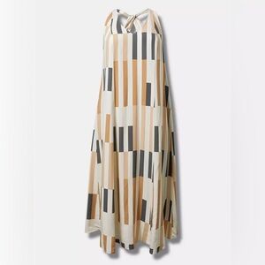 Torrid 2x Tan, Grey And White Maxi Long Dress Challis Twist Back style 43665746